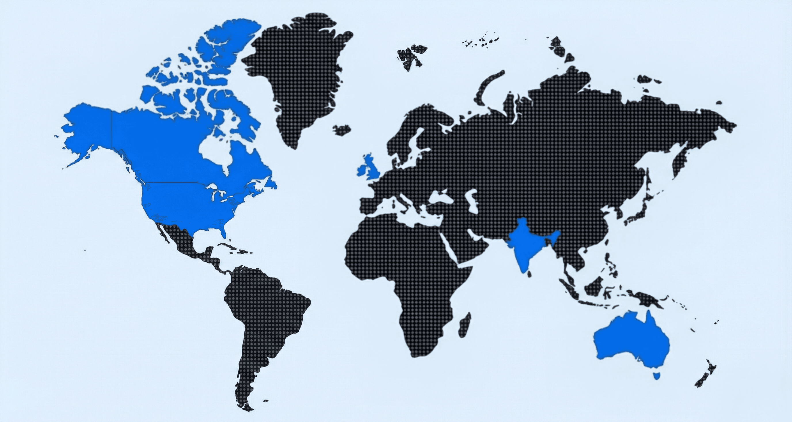 World map showing our global client locations across North America, Europe, Asia, and Australia